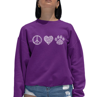 Peace Love Cats  - Women's Word Art Crewneck Sweatshirt