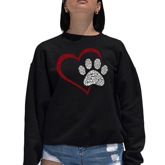Paw Heart - Women's Word Art Crewneck Sweatshirt