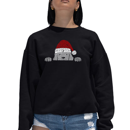 Christmas Peeking Dog - Women's Word Art Crewneck Sweatshirt