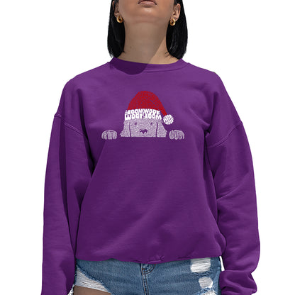 Christmas Peeking Dog - Women's Word Art Crewneck Sweatshirt