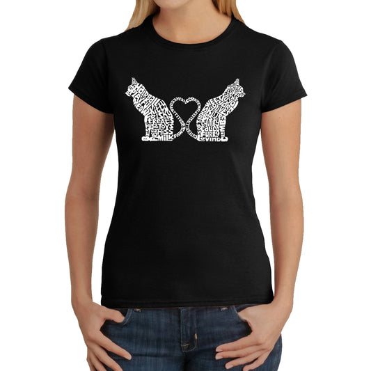 Cat Tail Hearts - Women's Word Art T-Shirt