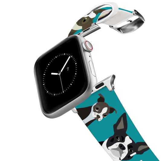 Silver Boston Terrier Apple Watch Band