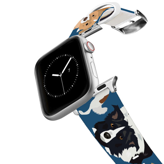 Silver Border Collie Apple Watch Band