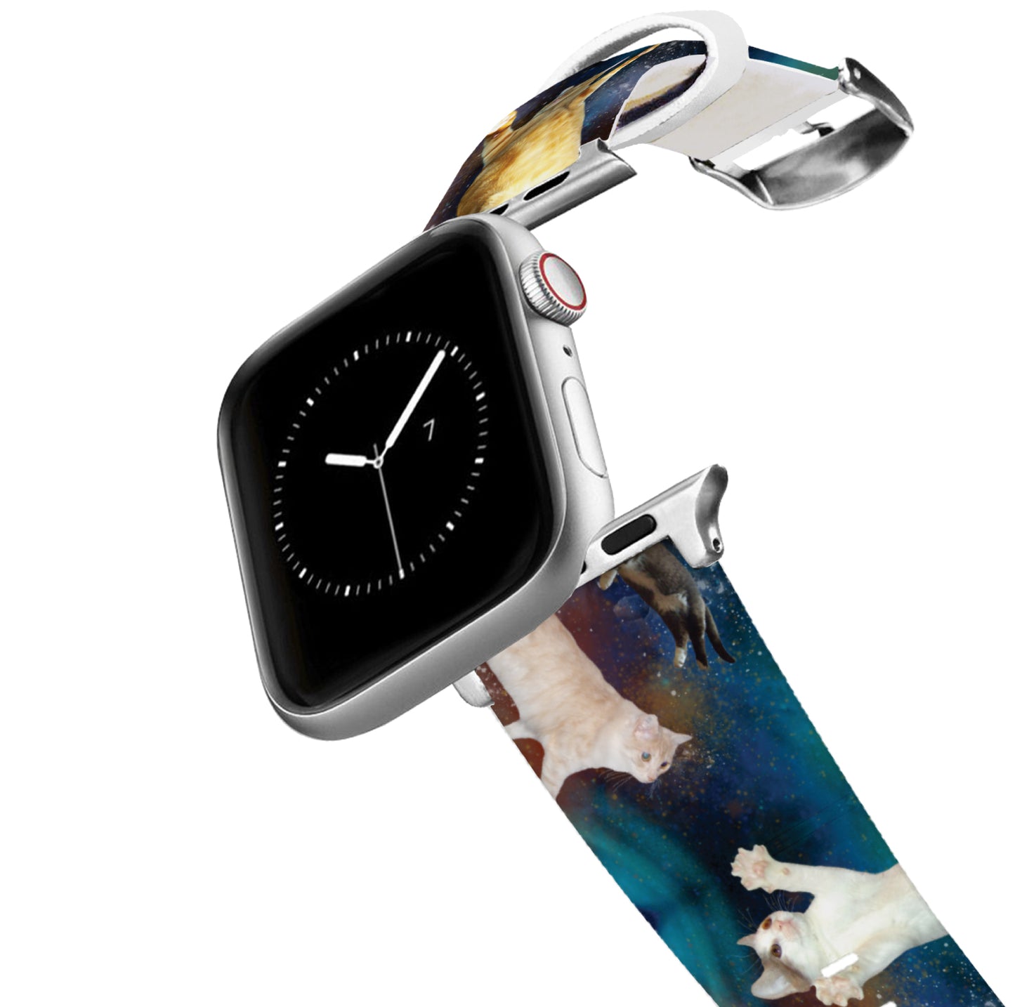 Silver Space Cats Apple Watch Band