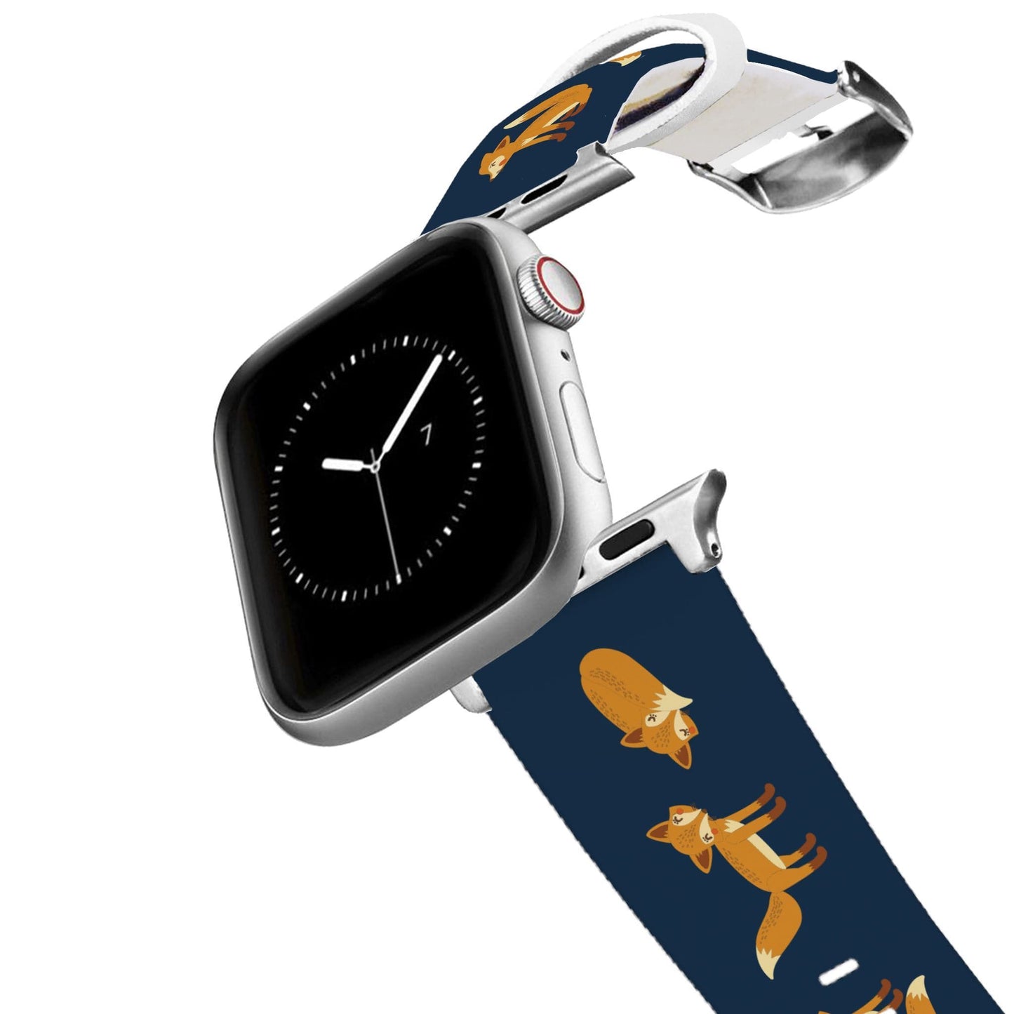 Silver ETA Playing Foxes Navy Apple Watch Band