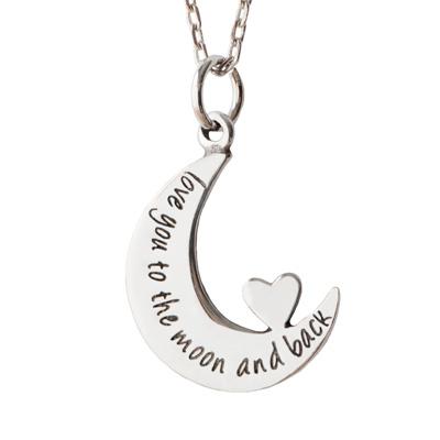 Love You to the Moon & Back Pewter Necklace