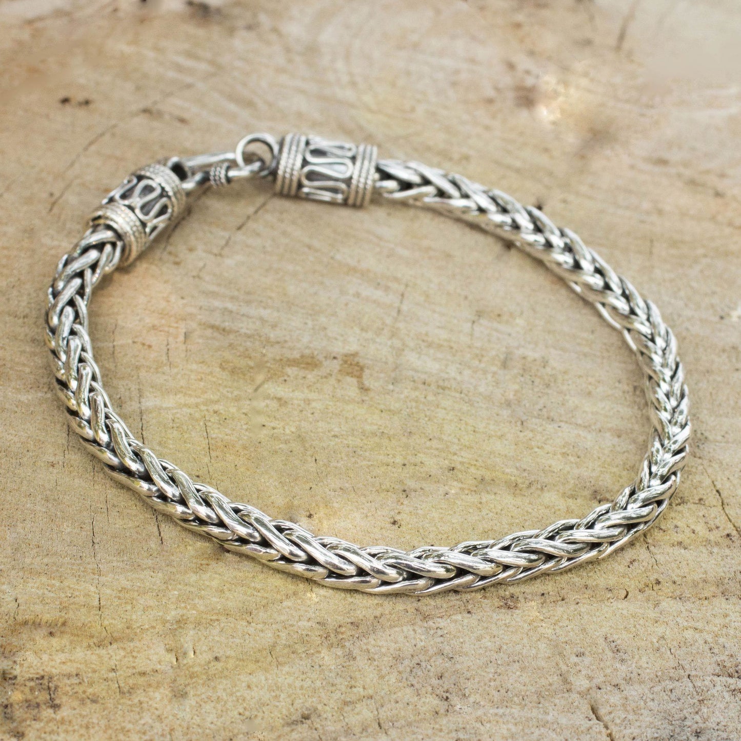 NOVICA - Silver Men's Handmade Chain Bracelet