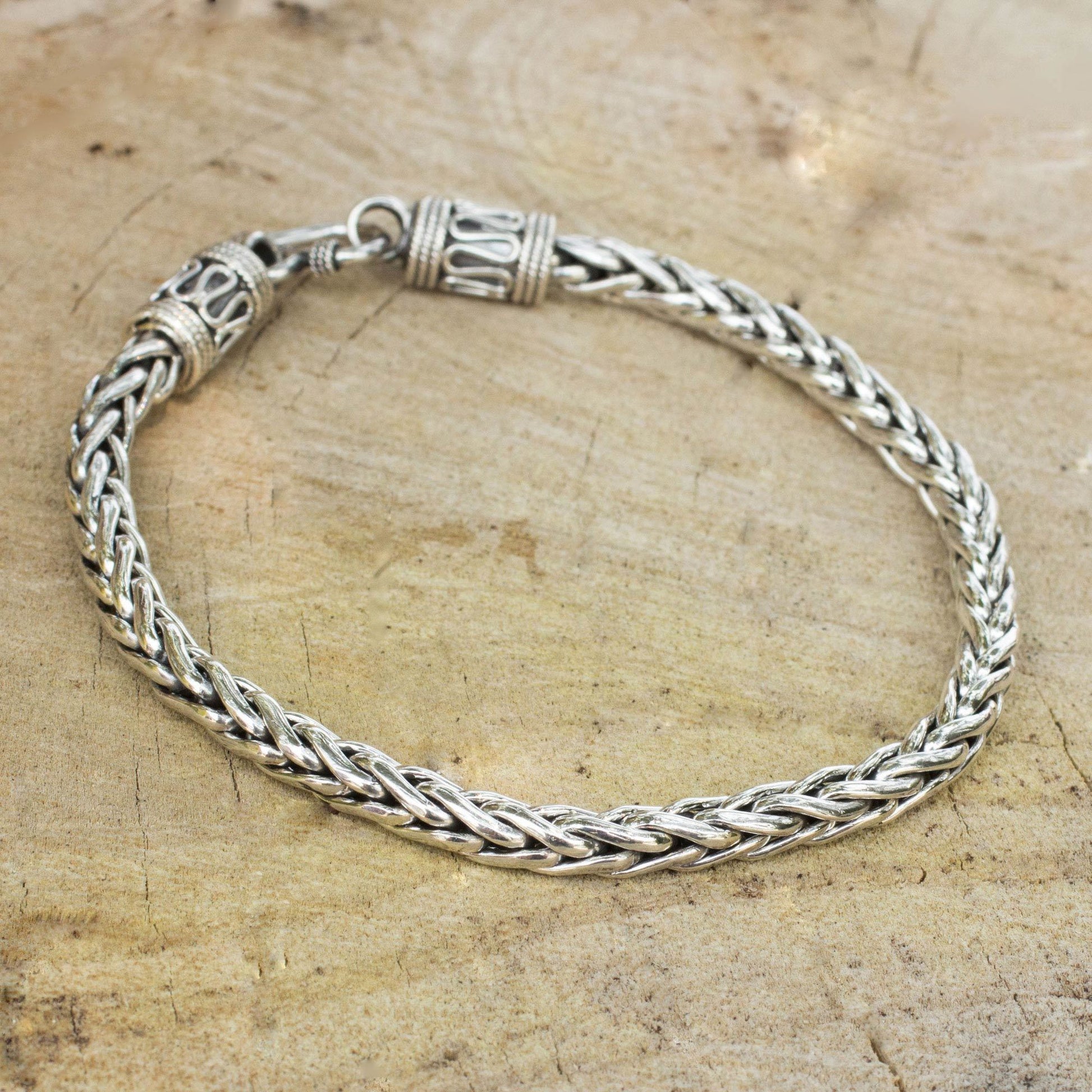NOVICA - Silver Men's Handmade Chain Bracelet