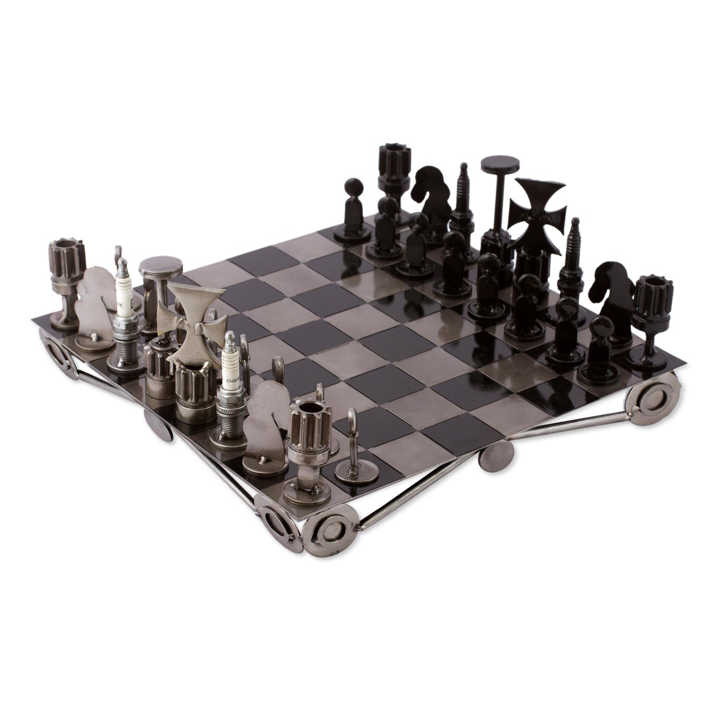 Recycling Challenge Decorative Metal Tabletop Chess Set