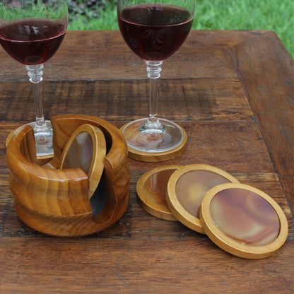 Mystery Agate and cedar coasters (Set of 6)