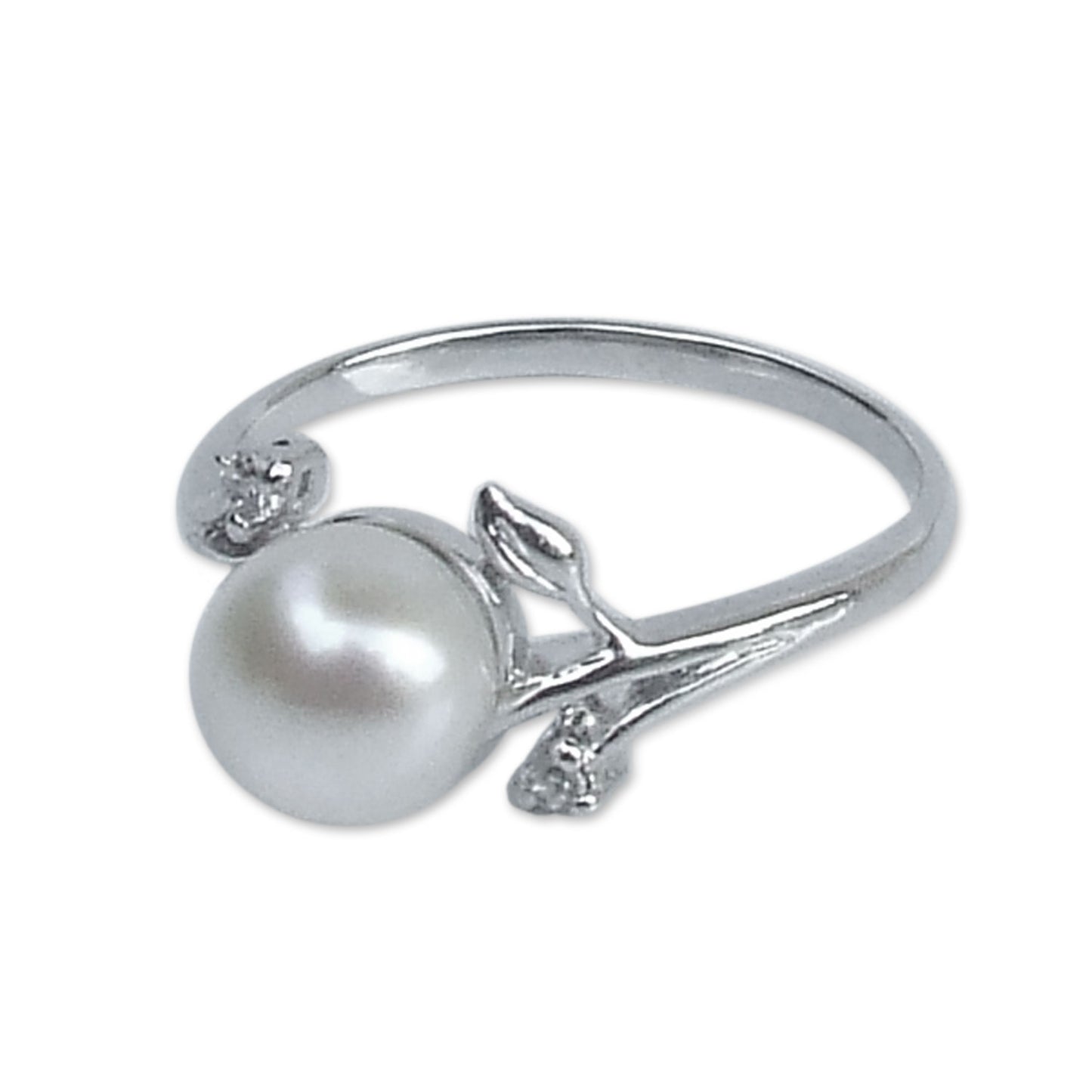 Budding Beauty White Gold Plated Cultured Pearl Ring