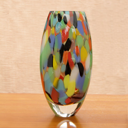 Carnival Confetti Unique Murano Inspired Glass Vase (11 inch)