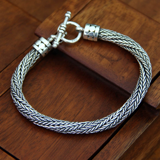 Unity Sterling Silver Men's Braided Chain Bracelet