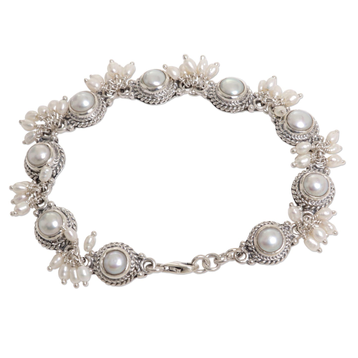 Moons & Shooting Stars Pearl & Silver Bridal Bracelet
