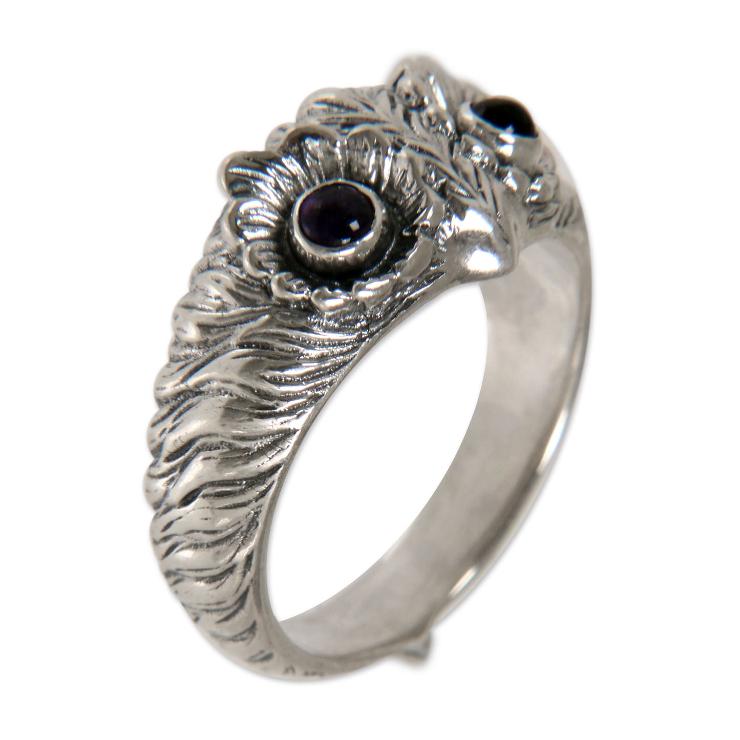Owl Wisdom Amethyst & Silver Ring