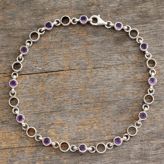 Elegant Simplicity Fair Trade Jewelry Amethyst Sterling Silver Anklet