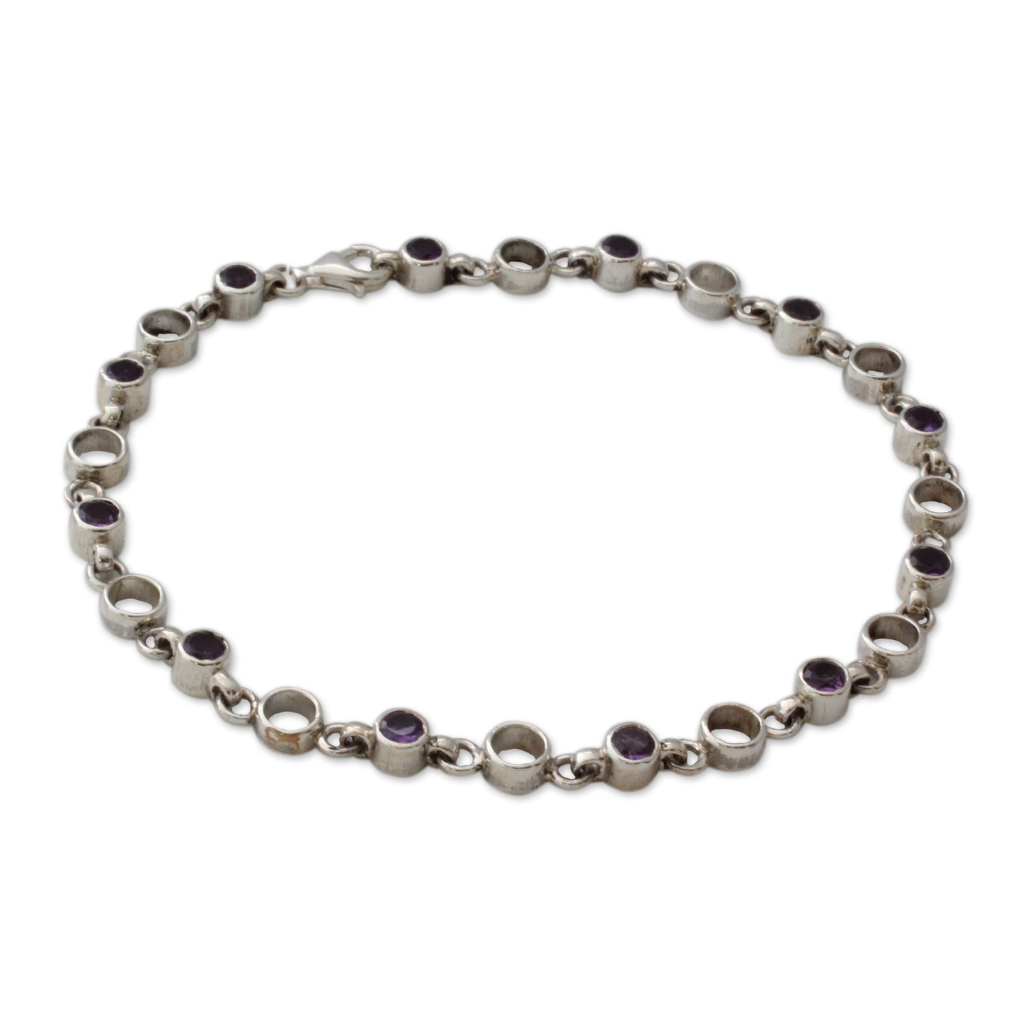 Elegant Simplicity Fair Trade Jewelry Amethyst Sterling Silver Anklet