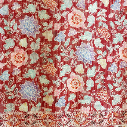 NOVICA - Floral Silk Batik Shawl