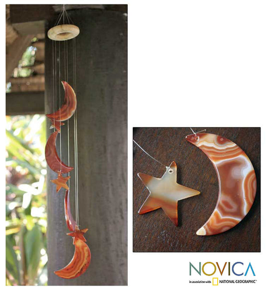 Moon & Stars Handcrafted Agate Wind Chime