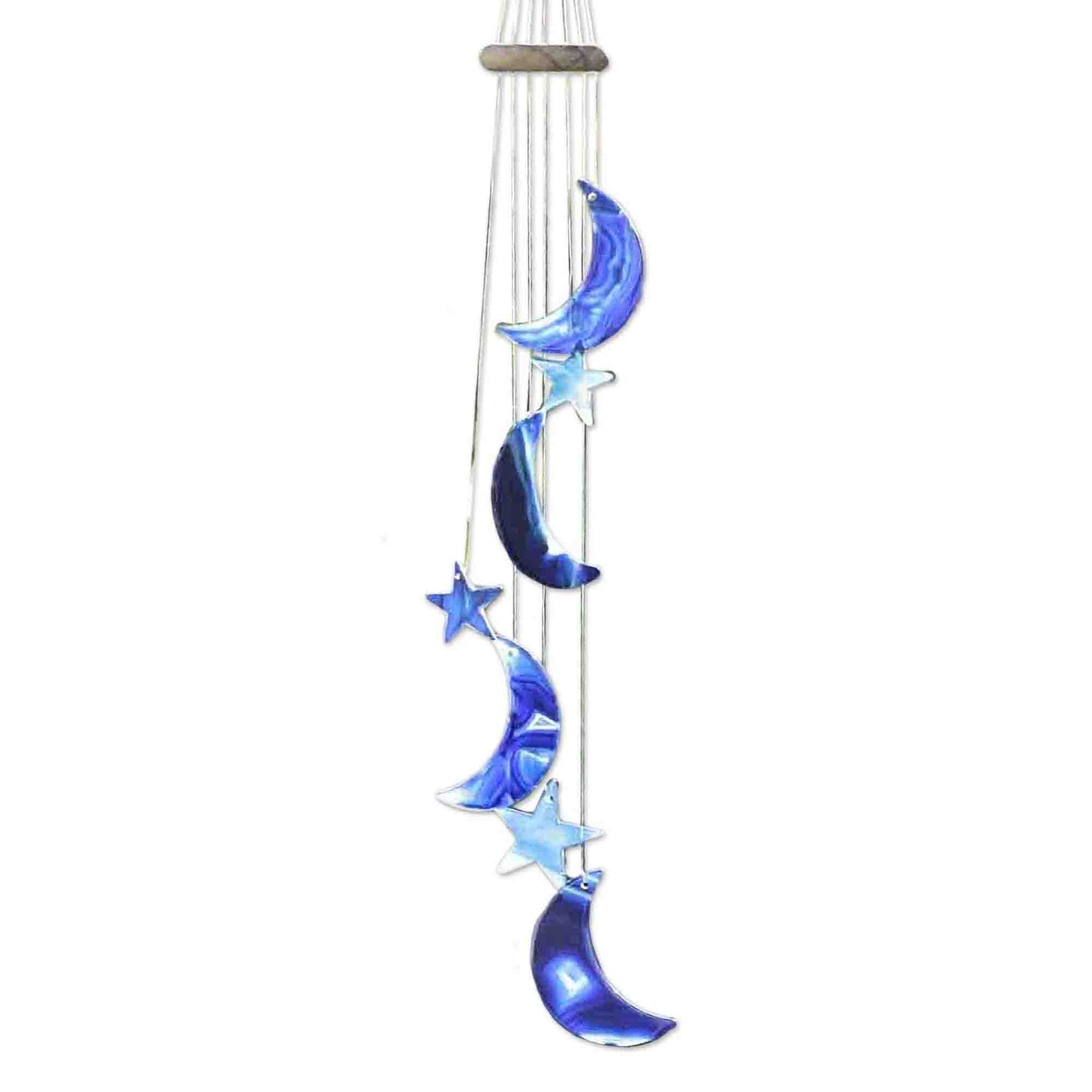 Blue Moon & Stars Dyed Blue Agate Wind Chimes