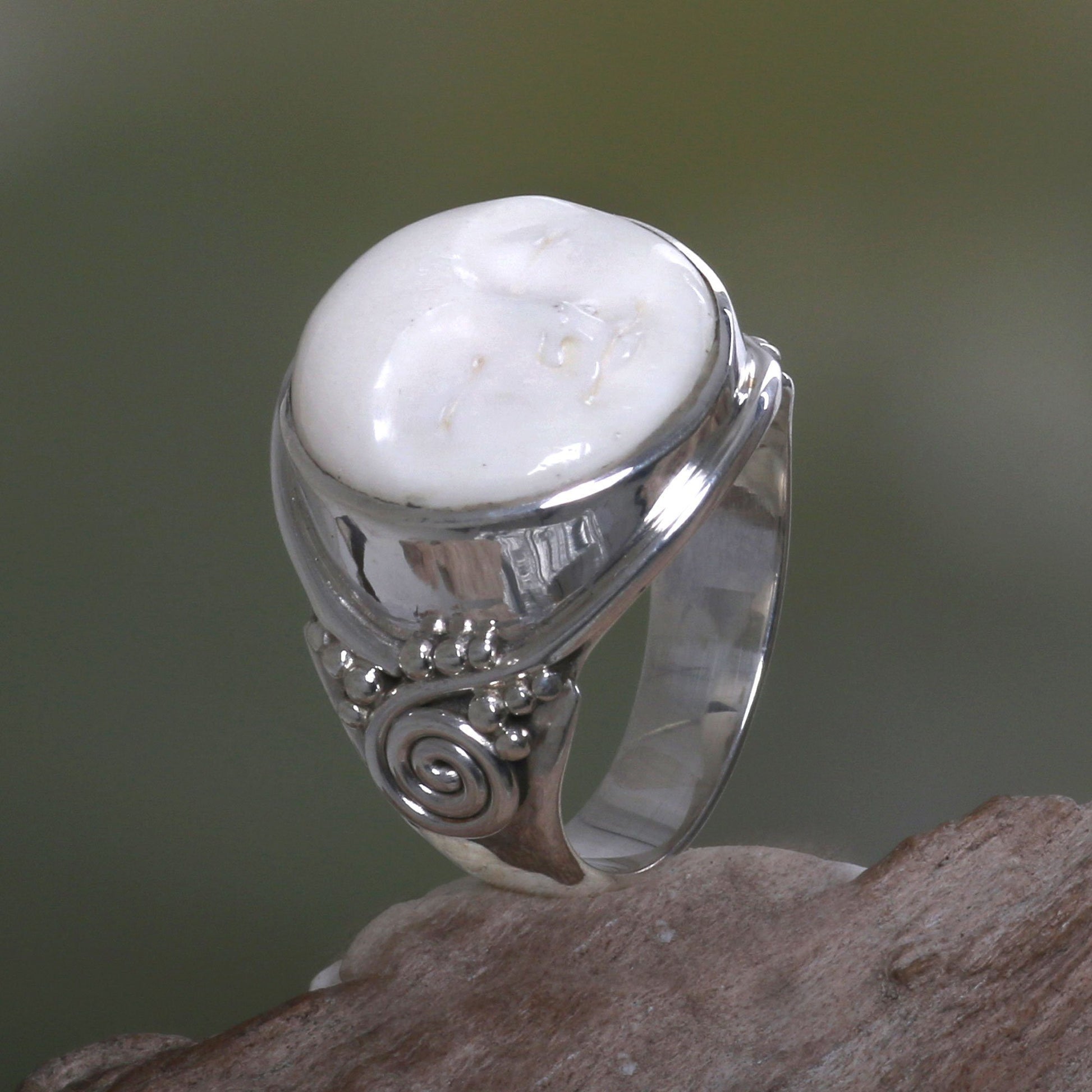 NOVICA - Face Of The Moon Sterling Silver Cocktail Ring