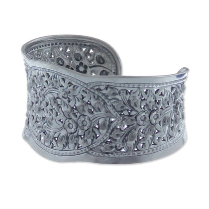 Camellia Princess Silver Cuff Bracelet