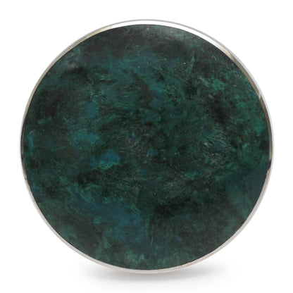 Planet Chrysocolla and Sterling Silver Ring Peru
