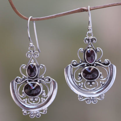 Garnet Arabesques Dangle Earrings