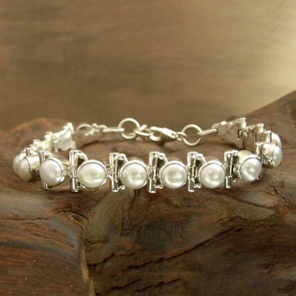 NOVICA - Cultured Pearl Silver Bridal Bracelet