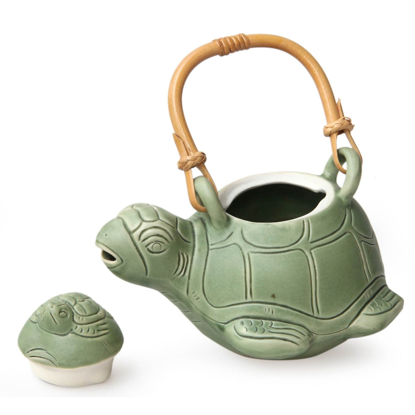 NOVICA - Sea Turtle Mother And Child Green Ceramic Teapot