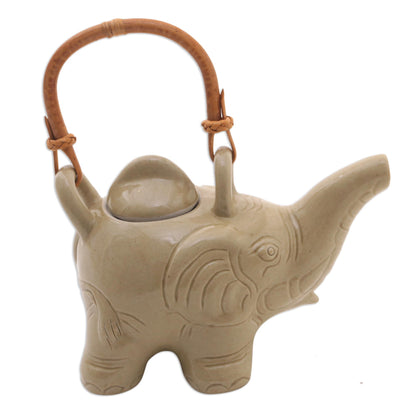 Elephant Cream Tea Good Luck Ceramic Teapot