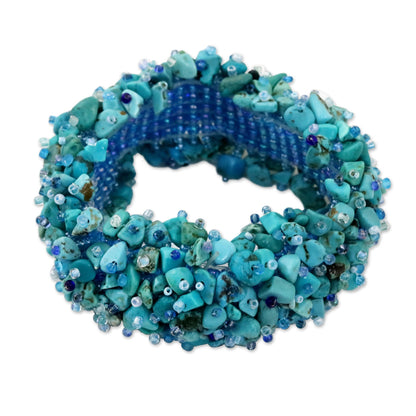 Beauty in Blue Turquoise Glass Beaded Bracelet