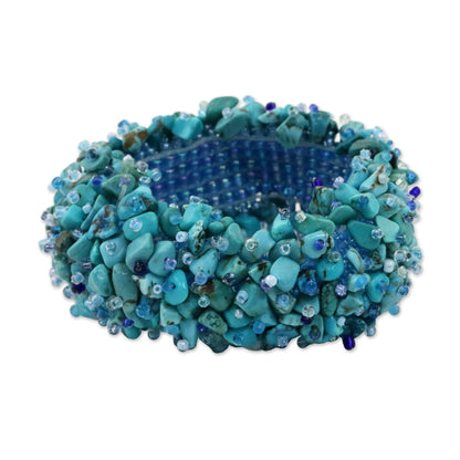 Beauty in Blue Turquoise Glass Beaded Bracelet