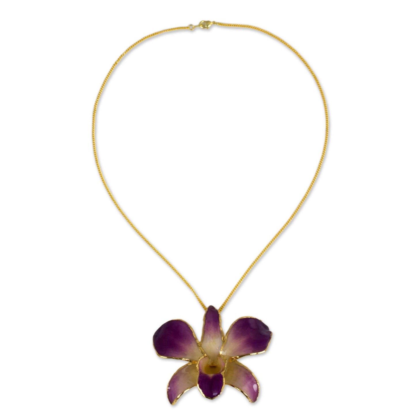 NOVICA - Pink And Purple Natural Orchid Flower Necklace