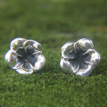 Sterling Silver Allamanda Flower Stud Earrings