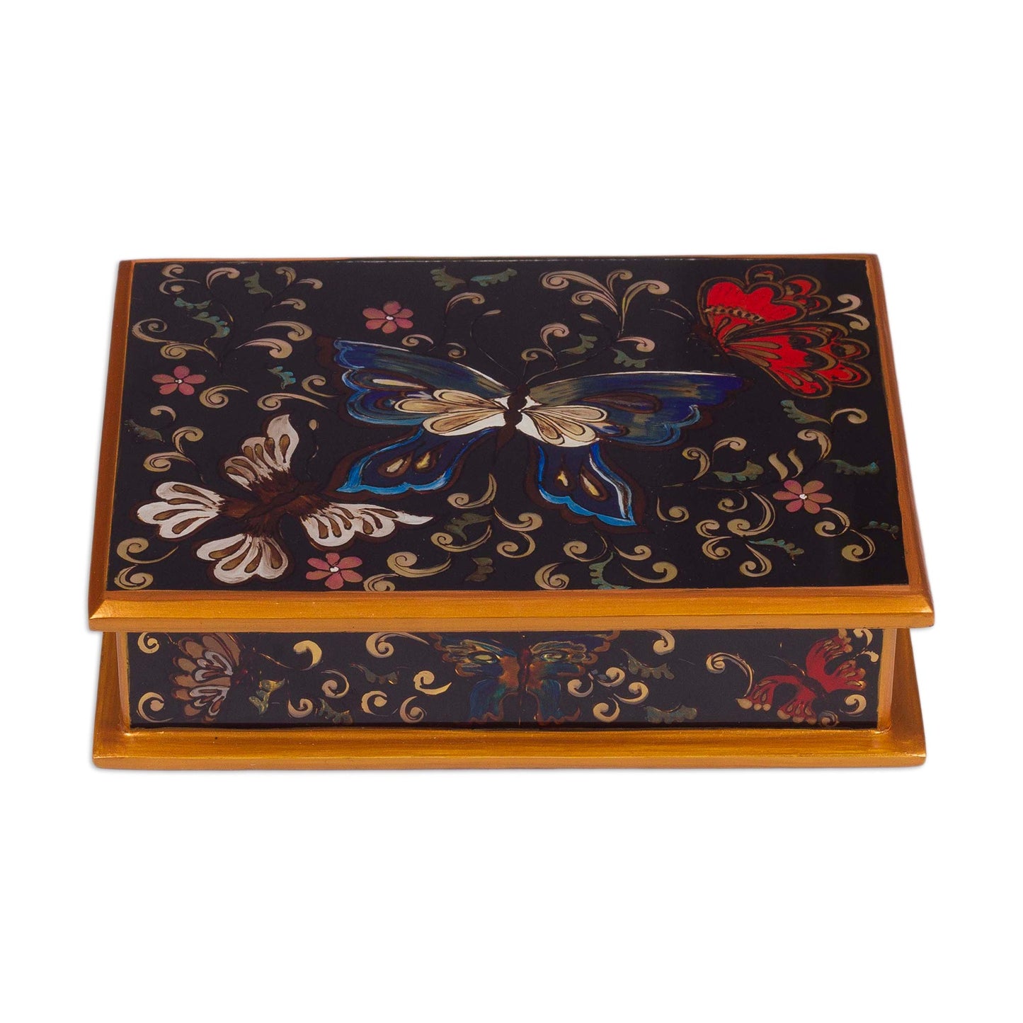 Night Flutters Painted Glass Jewelry Box