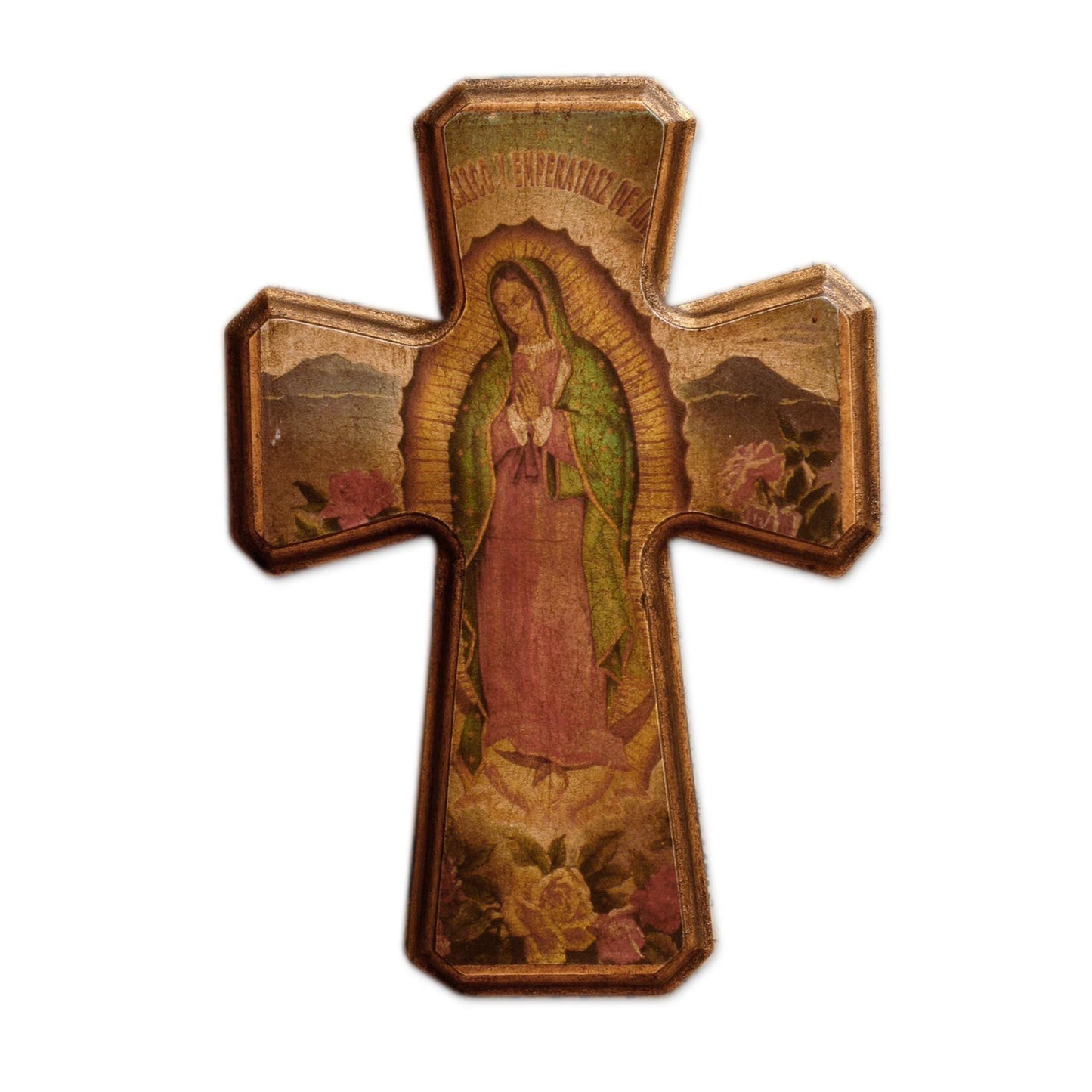 Virgin Of Guadalupe Decoupage Pinewood Cross