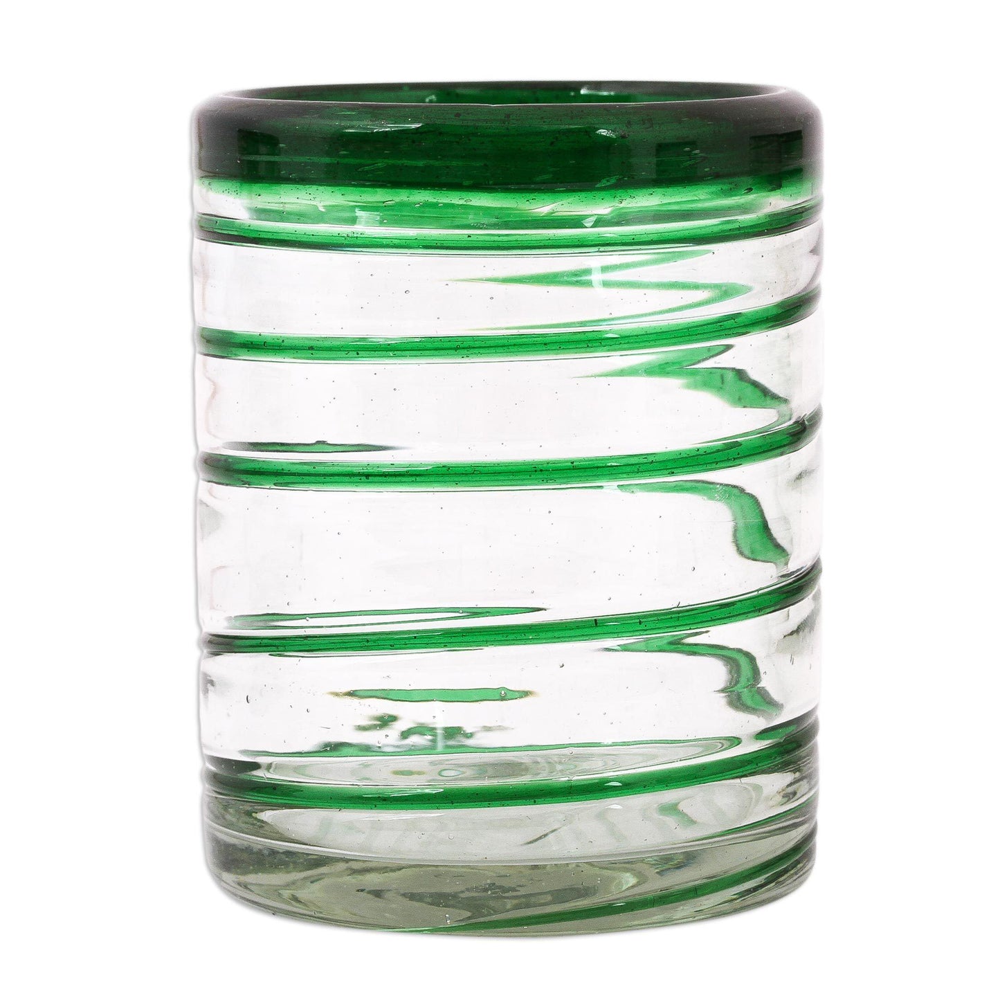 Emerald Spiral Hand-Blown Glass Tumbler - Set of 6