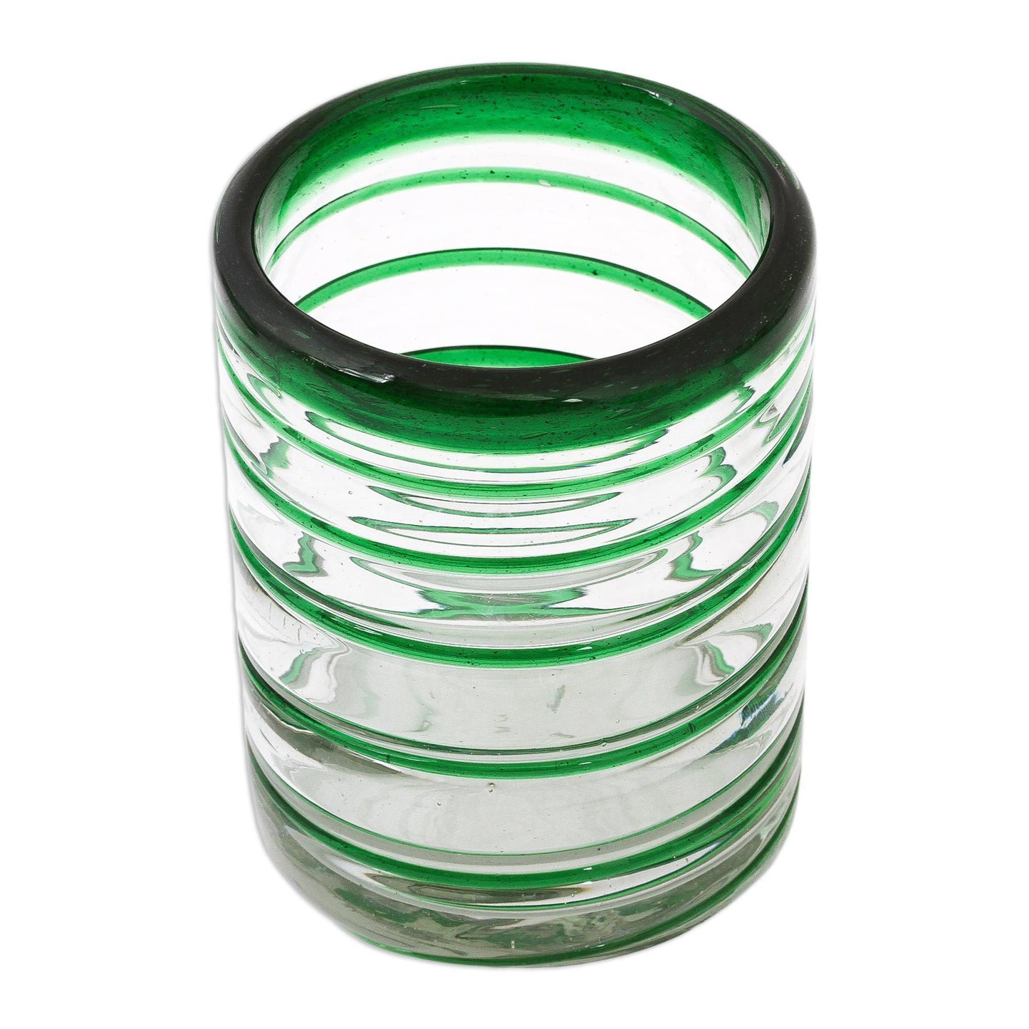 Emerald Spiral Hand-Blown Glass Tumbler - Set of 6