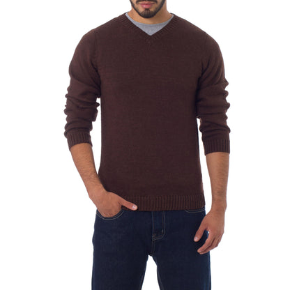 Favorite Memories Men's Brown Alpaca Sweater