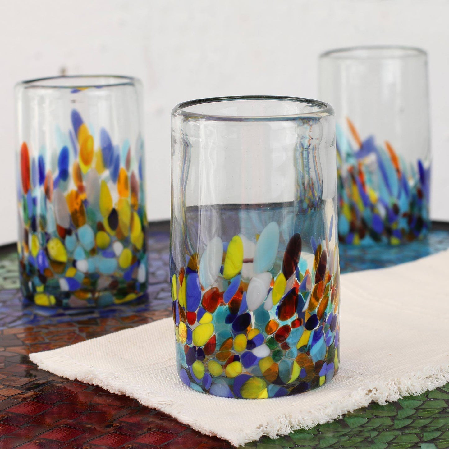 Hand-Blown Confetti Water Glass - Set of 6