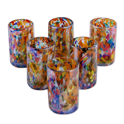 Carnival Confetti Hand-Blown Juice Glass - Set of 6
