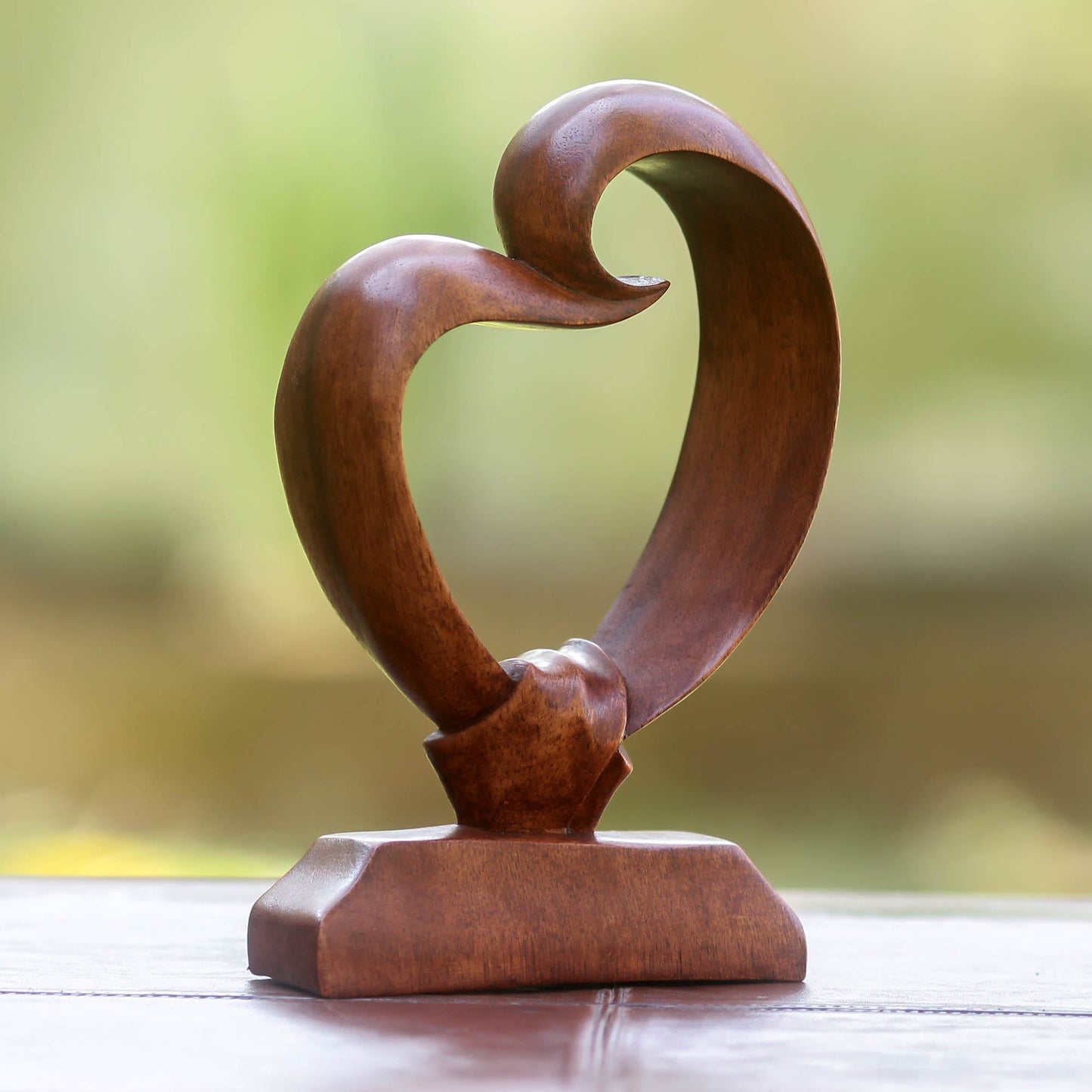 Heart Bond Suar Wood Sculpture