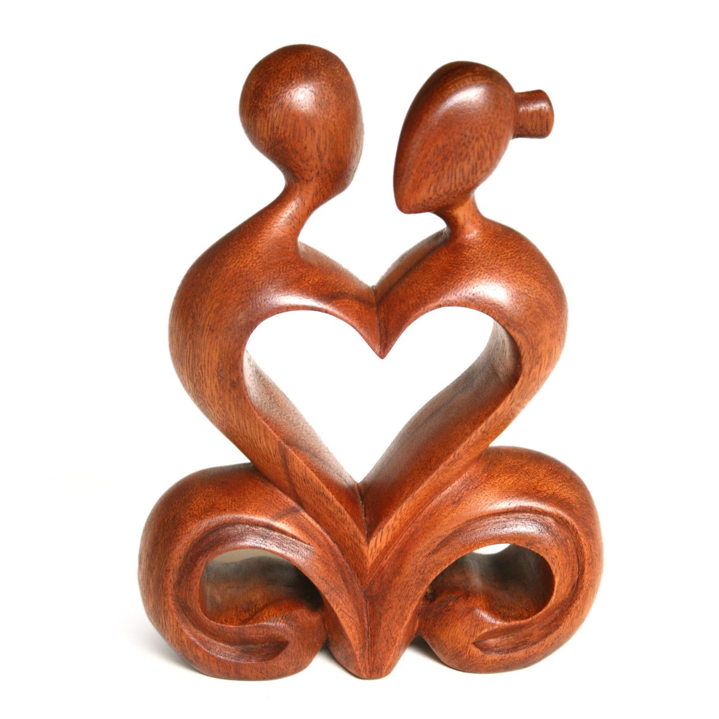 One Heart Brown Suar Wood Sculpture