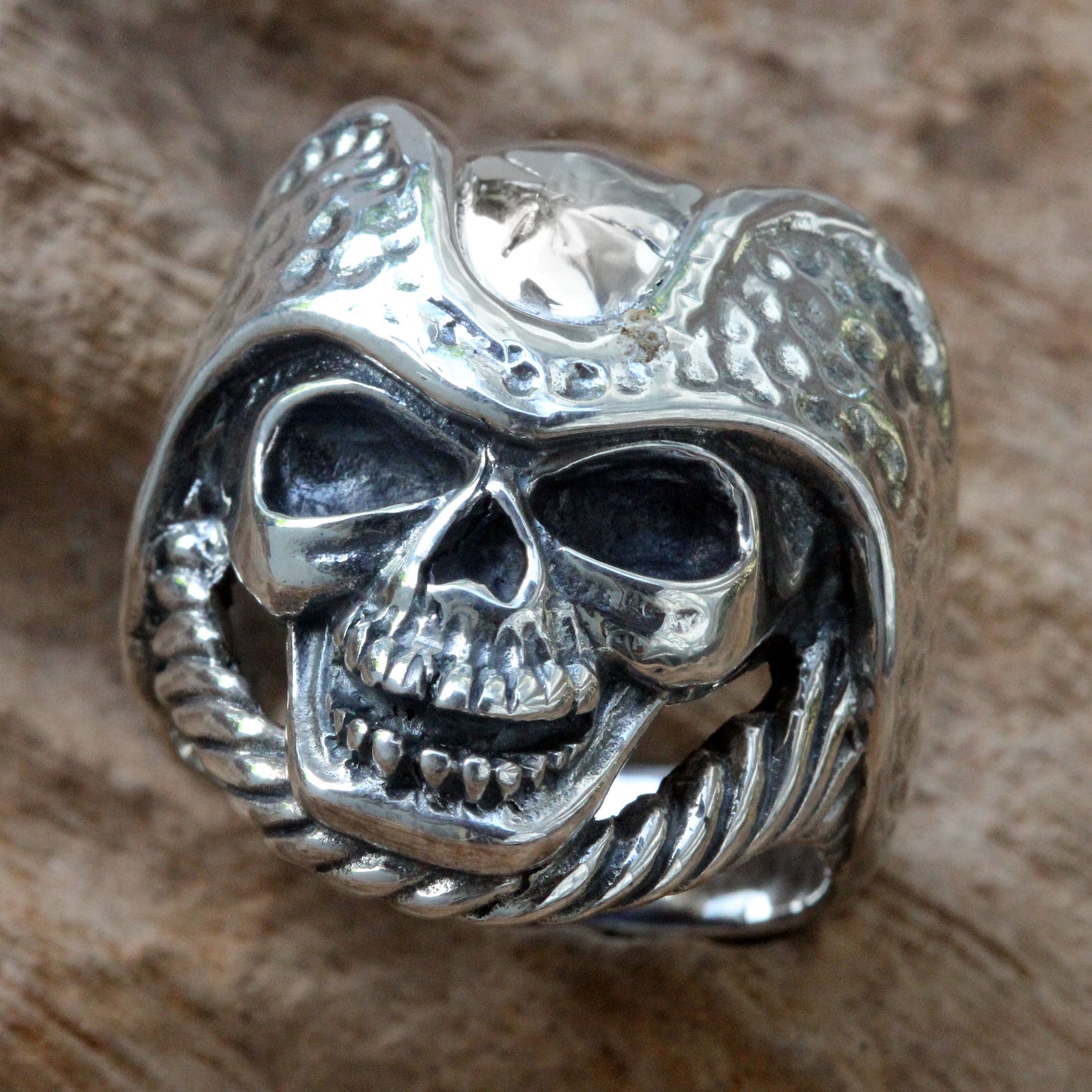 Monarch Skull Men's Sterling Silver Ring