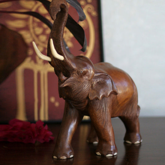 Elephant Joy Handcrafted Wood Sculpture