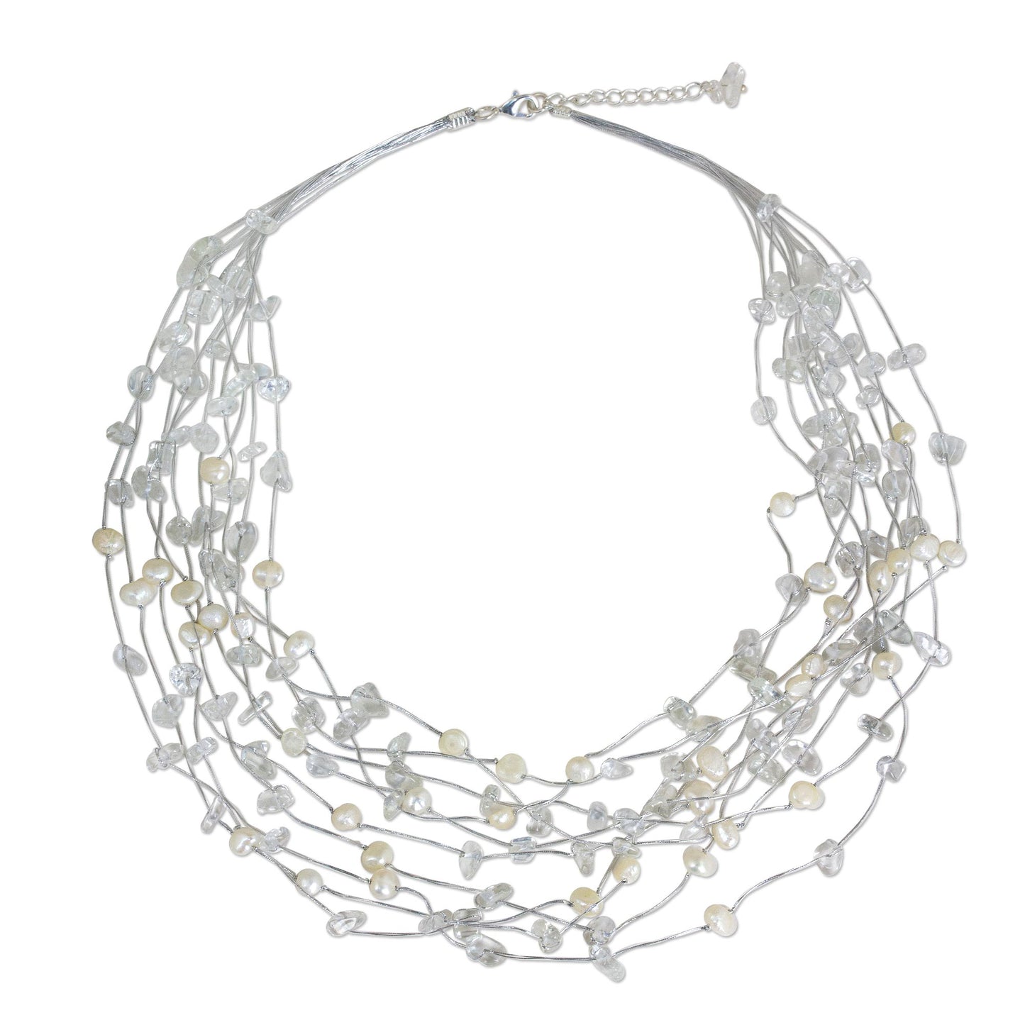 Cascade Freshwater Pearl &  Quartz Stone Bridal Necklace