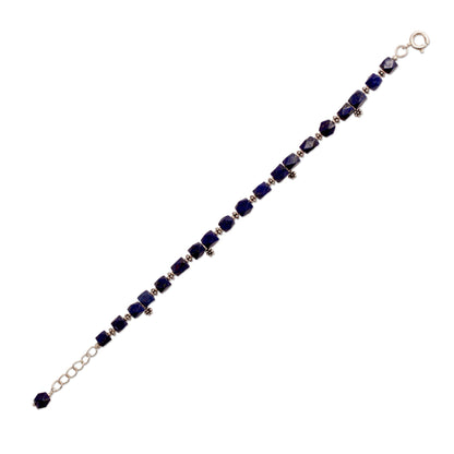 Blossoming Ecstacy Lapis Lazuli & Silver Beaded Bracelet