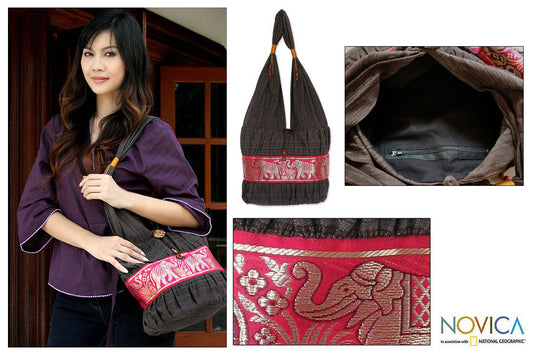 Scarlet Thai Cotton Shoulder Bag