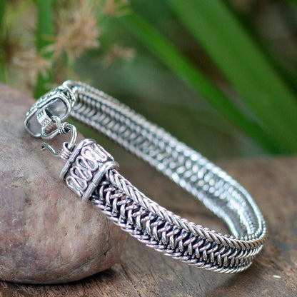 Kingdom Men's Silver Woven Chain Bracelet